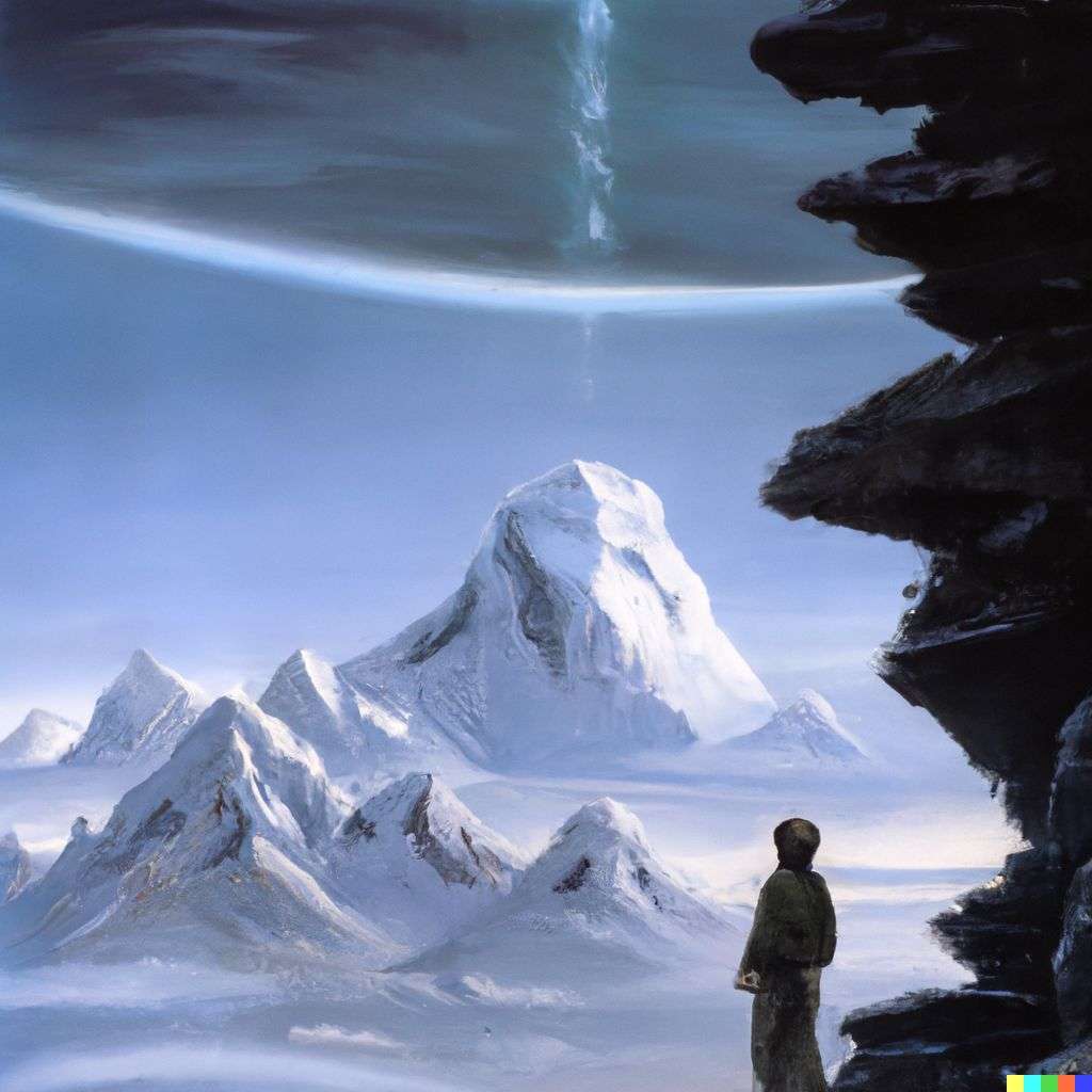 someone gazing at Mount Everest, painting by Bruce Pennington
